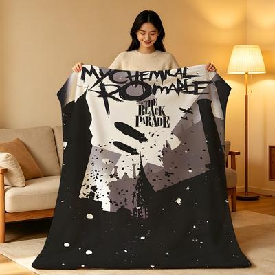 Band M-My C-Chemical R-Romance Throw High-Density Short Plush Blanket Soft Skin-Friendly for Sofa Nap Air-Conditioned Room