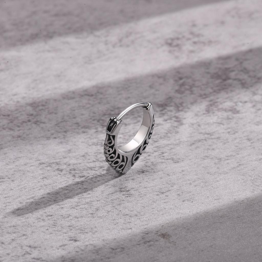 Gothic Hoop Earrings for Men Boys, Rock Punk Stainless Steel Stylish Huggie Hoops Ear Gifts for Him Jewelry