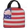 American Usa Flag Lunch Tote Bag for Women Men Reusable Insulated Cooler Lunch Box Container with Pocket for Work Office Trip