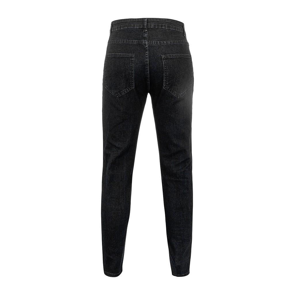 Men Striped Zipper Denim Hole  Vintage Wash Hip Hop Work Trousers Jeans Pants
