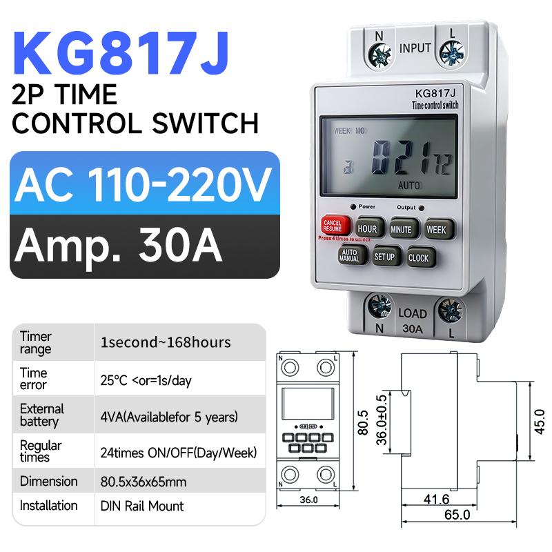 Din Rail Mount Time Control Relay 7 Days Weekly Programmable Timer 12V 110V 220V LCD Digital Timer Switch with 24 On/Off Groups3
