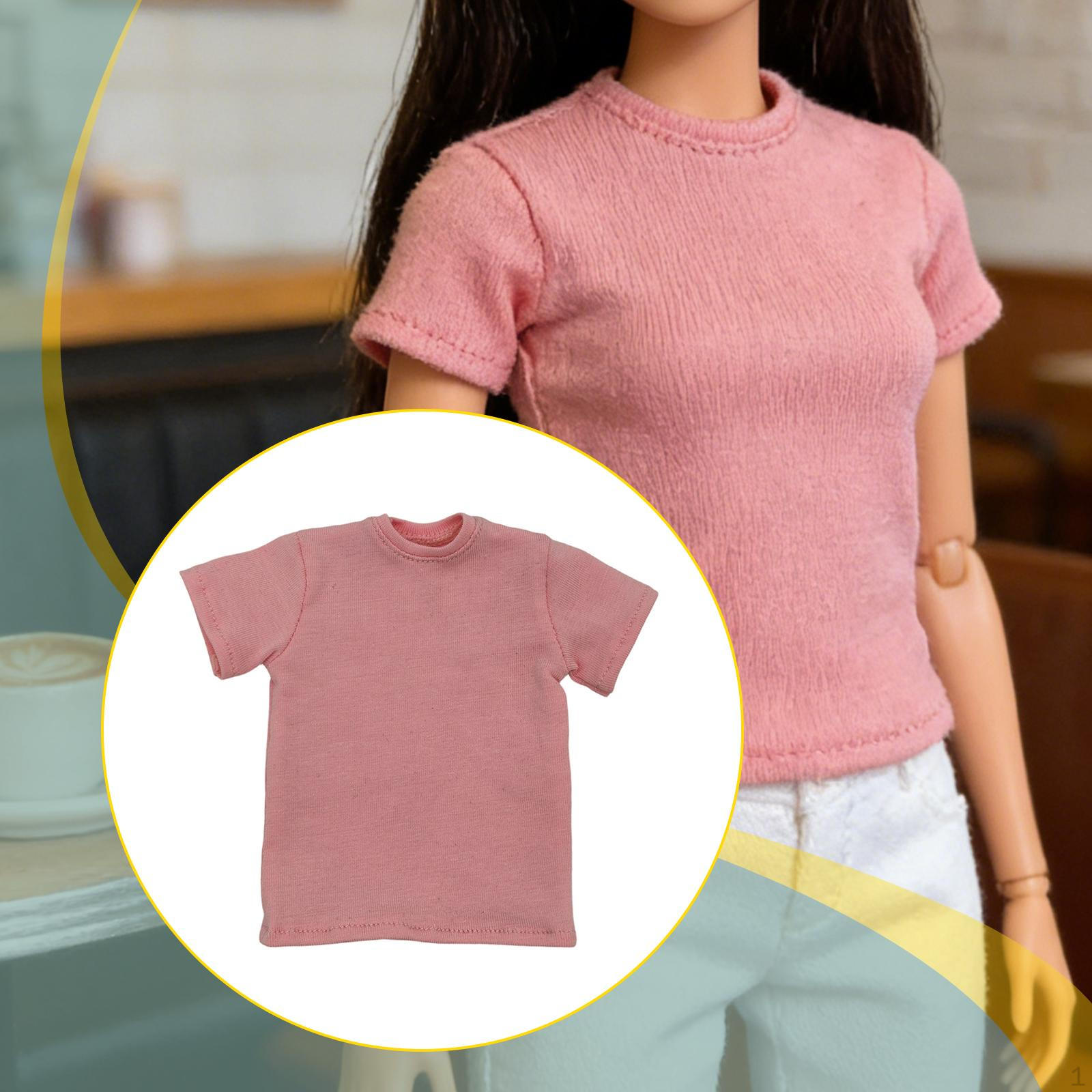 

1/6 Action Figure Clothes BJD Doll Clothing T Shirt Mini,Accessory Model Costume Top Fashion for 12 розовый