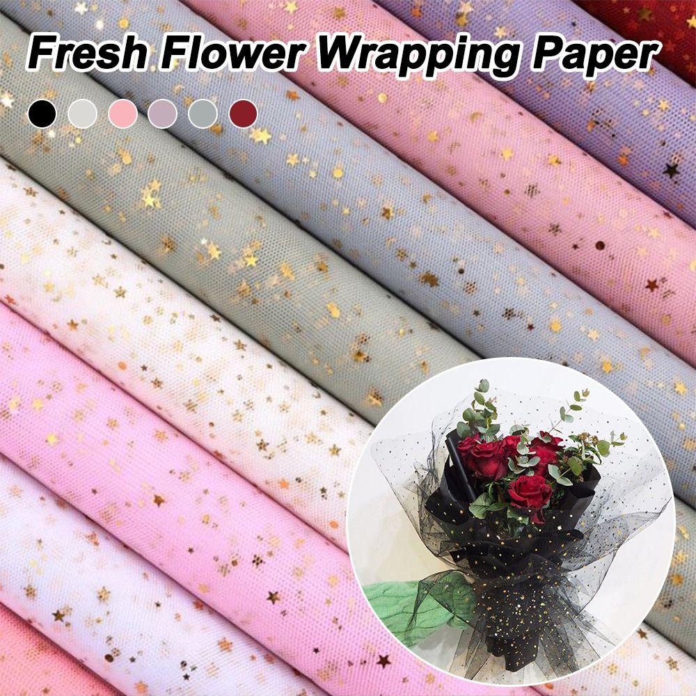 50cm Breite Frischblumen-Verpackungspapier Stern Mond DIY-Strauß-Verpackungspapier Heißprägung Floristen-Verpackungsmaterial