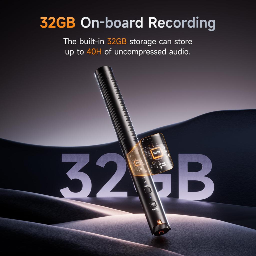 comica VM40 Wireless Gun Microphone 32GB Internal Super Wireless Wired Dual 200m Transmission External Microphone for and and Condenser Microphone