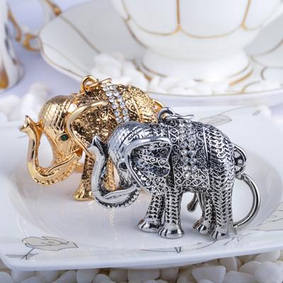 Keychain Pendant 3D Cartoon Elephant Design Sparkling Rhinestones Inlaid Key Chain
