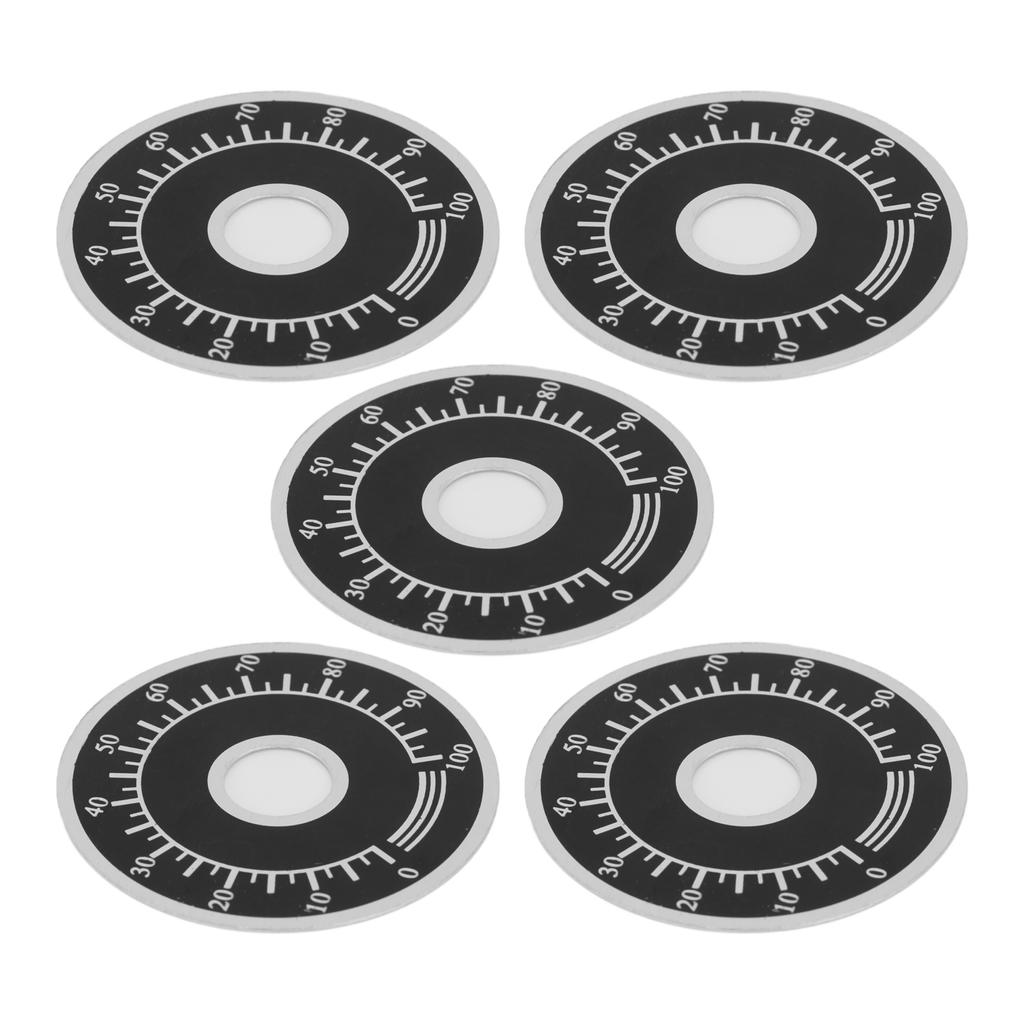 200Pcs Dial Plate Aluminum Alloy Round Scale Plates Sheet 0100 BEMKDP for Potentiometer