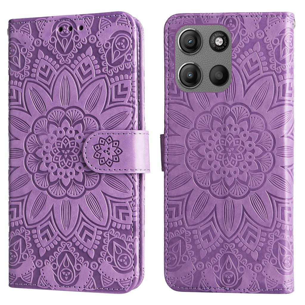 Wallet Case for Motorola Moto G15 4G/G15 Power 4G Leather Phone Cover Sunflower Imprint