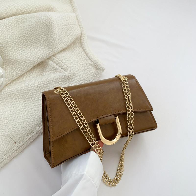 

Chain Crossbody Bag Women 2023 Summer New Fashion Bag Women Simple Shoulder Bag Street Trendy Pu Material Small Square Bag коричневий