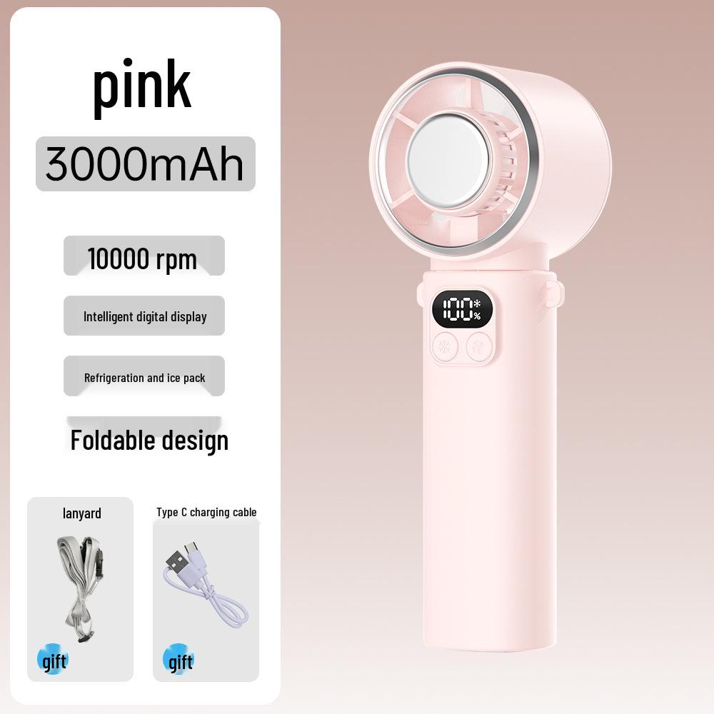 Foldable Handheld Fan with Semiconductor Refrigeration, Long Battery Life, High Speed, and Compact Design