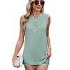 Solid Color V-Neck Loose Fit Tank Top Women's Casual Sleeveless Polyester Basic Top