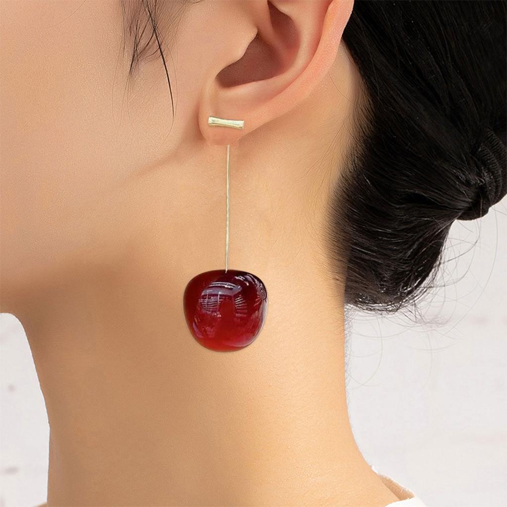 Cherry Drop Earrings Long Dangle Earrings Fashion Ear Jewelry Sweet Pendant Earrings Statement Earrings for Women Girls