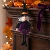High-quality Halloween Figure Plush Pom Hanging Decoration, Pumpkin/Ghost/Black Cat/Witch Doll Creepy Witch Ornament for Tree, Porch, Window