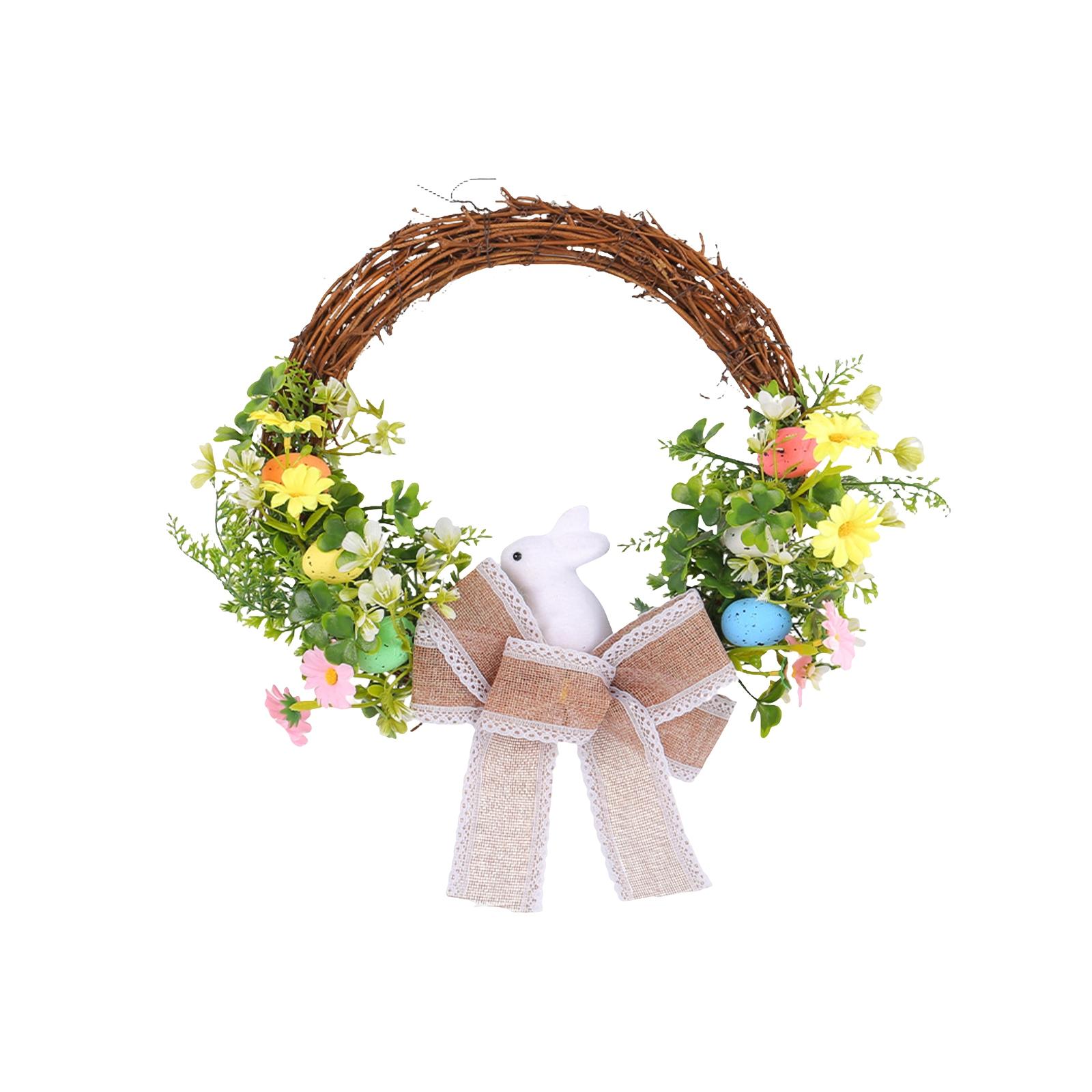 

Пасхальный венок Пенопластовое яйцо Настенный венок Льняная лента Настенное украшение One Size