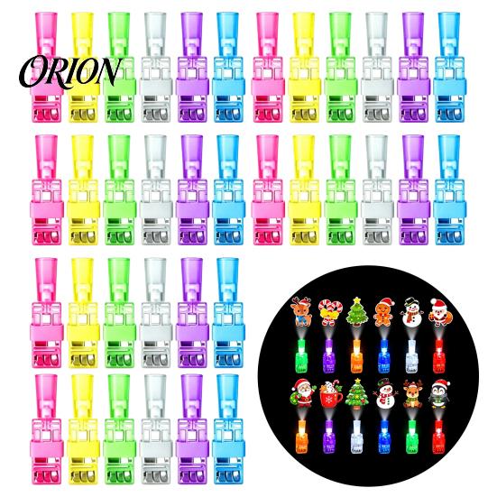 Holiday Party Favors 36Pcs Christmas Finger Projector Rings, LED Projection Light Xmas Pattern Glowing Toys Favor with Santa Snowman Tree for