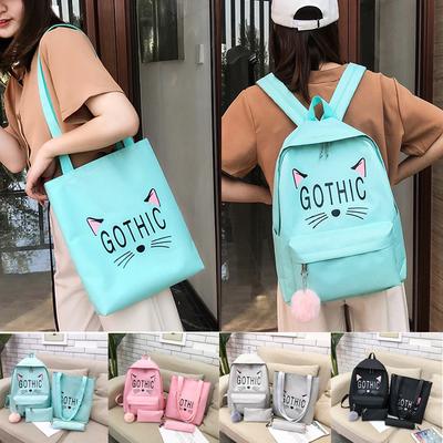 4Pcs Women Letter Canvas Hand Bag Shoulder Bag Crossbody Bag Pencil Case Package for Students Teens Girls Boys kids