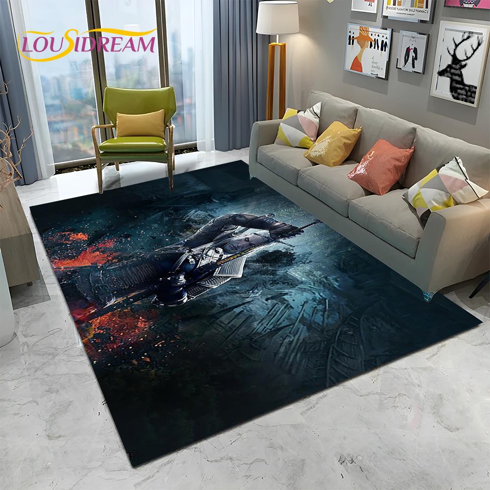 3D W-Witcher Games Gamer TV Cartoon Carpet Rug for Home Living Room Bedroom Sofa Doormat Decor,kids Area Rug Non-slip Floor Mat