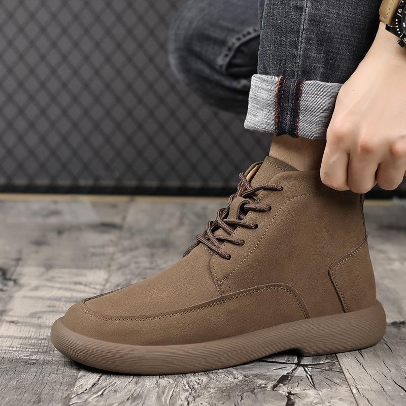 

Осень и зима новая повседневная обувь Мартин британский стиль мода ретро универсальная средняя высота голенища воловья кожа мужская обувь теплые кожаные ботинки 44