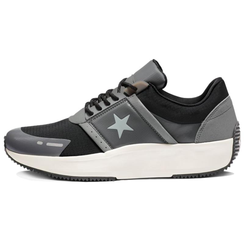 Converse Run Star Hike Fabric Non-slip Lightweight Low-top Sneakers Unisex Gray and Black