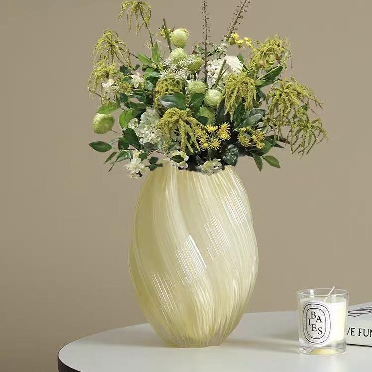 Vase en Verre Européen Minimaliste, Petite Pièce Maîtresse Créative de Luxe pour Table à Manger Salon, Support de Fleur Hydroponique