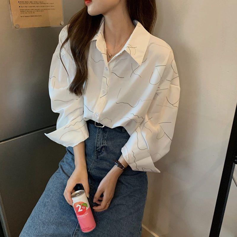 Women s Long-Sleeve Niche Fashion Shirt - Korean Style, French Design, Spring/Autumn Temperament S