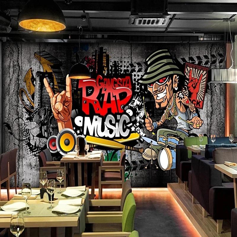 European Retro Mural Nostalgia Hip Hop Rock Music Wallpaper Bar Ktv Background Decor Wallpaper For Wall 3d Fresco