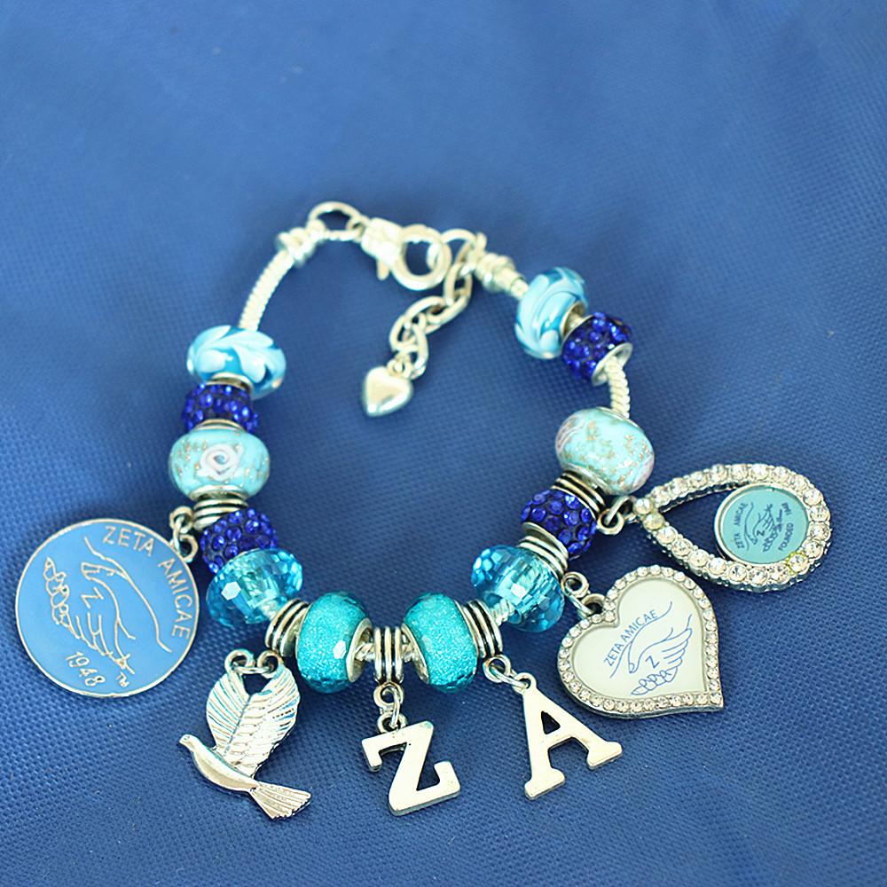Handmade European Beaded Bracelet Sorority Legacy ZA Letters Sign Founded 1948 Dove Zeta Amicae Bracelets Jewelry белый