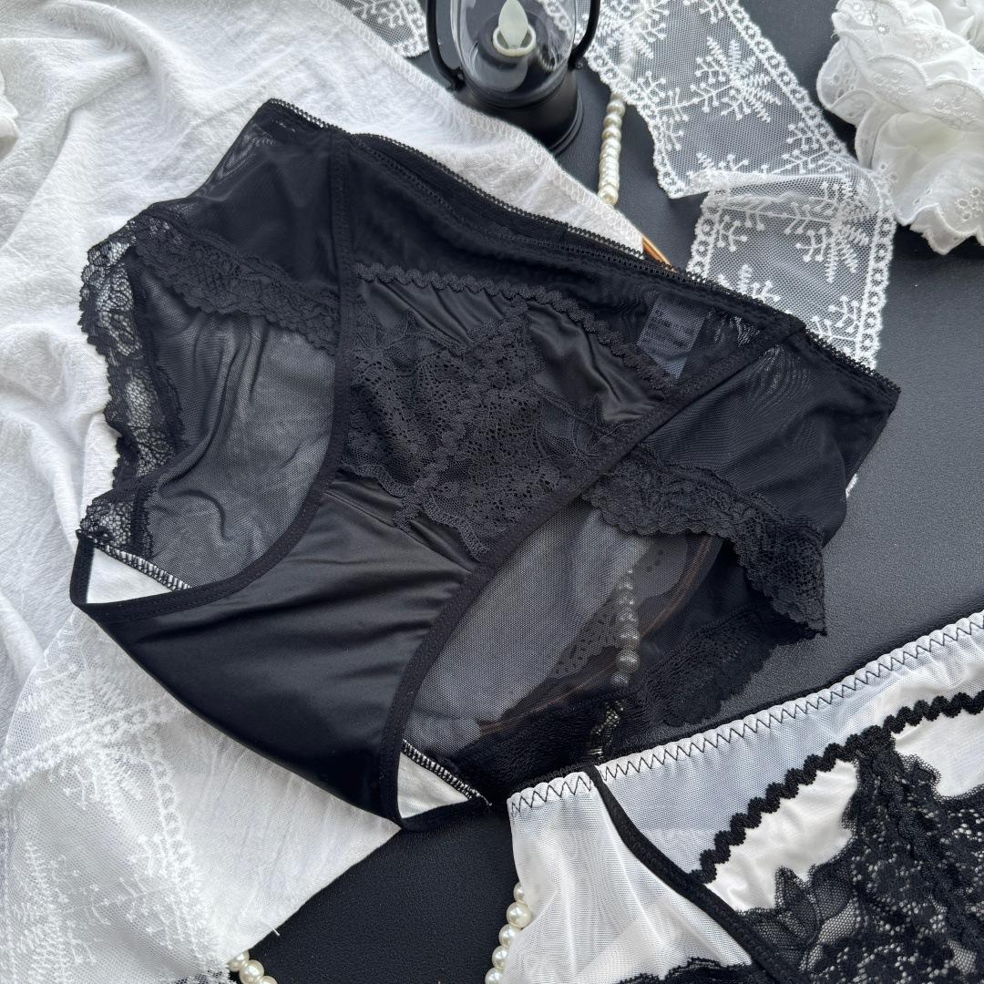 

Ladies Summer Fashion New Pure Sexy Satin High Bounce Comfortable Mesh Gauze Briefs L чёрный
