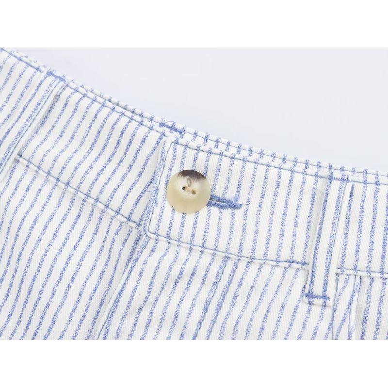 Jnleaog New Arrival Women's Clothing Fashion Style French Style Design Fashion All-Match Commute Style Casual Stripes Shorts
