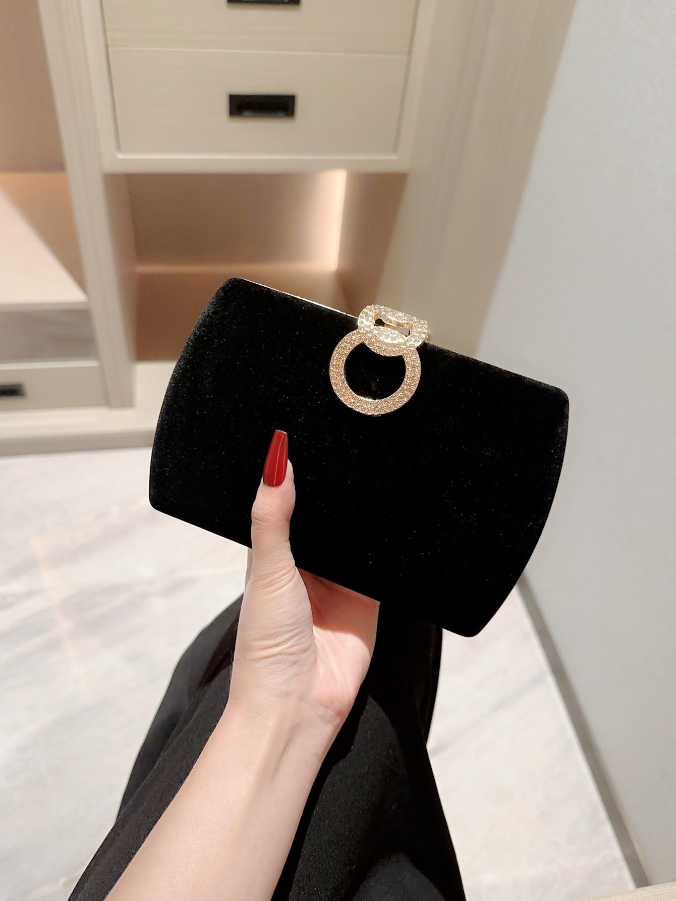 Ladies Luxury Bags Csw003 Women's Autumn Winter Velvet Box Dinner Bag Sparkly Rhinestone Decoration Banquet Bag Clutch Evening Bag Dress Bag Prom Bag Party Bag
