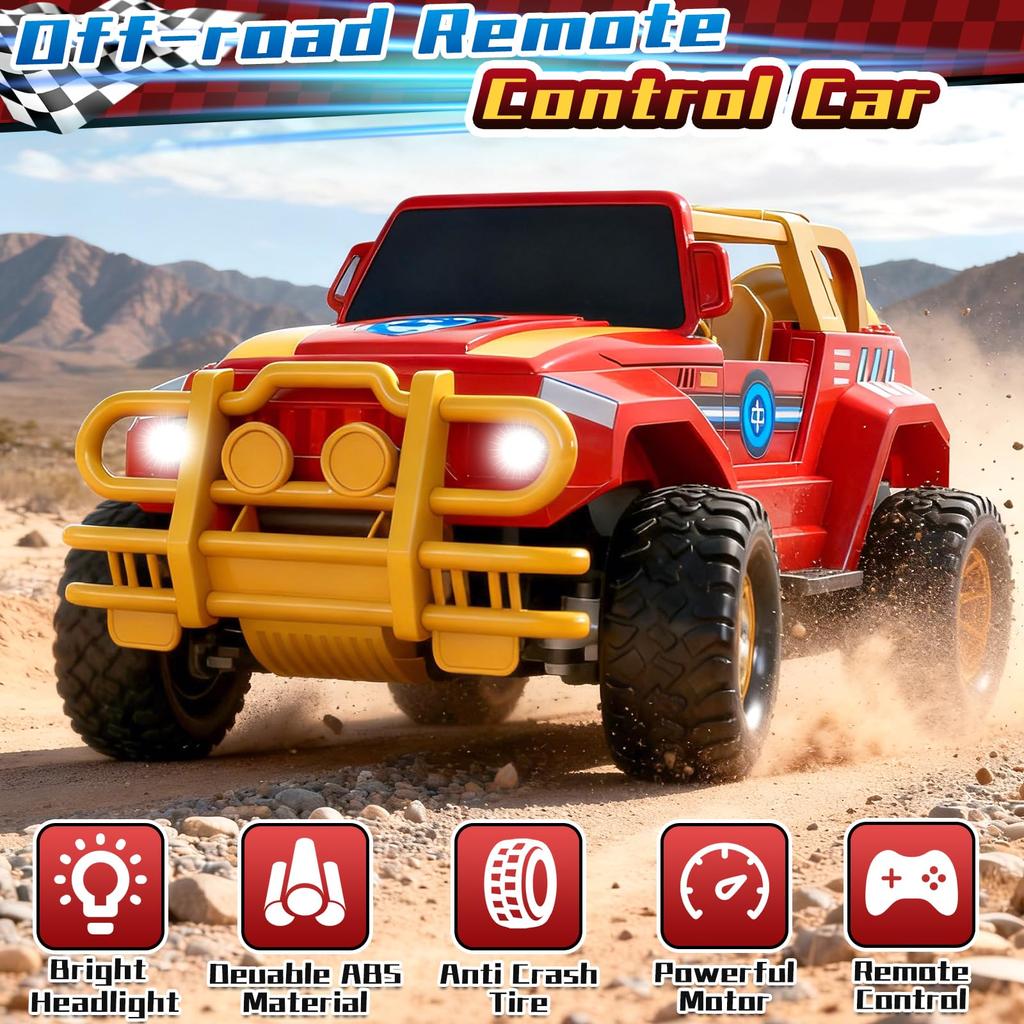 120 Scale Remote Control Jeep Off-Road Car Toy for Kids, Electric RC Car, Perfect for Girls and Boys, Birthdays, Children's Day, and Christmas