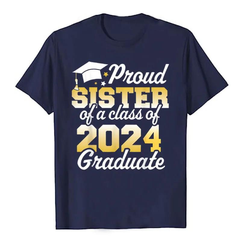 Proud Mom of A Class of 2024 Graduate Mother Senior Family T-Shirt Funny Dad Aunt Uncle Grandma Grandpa Sister Brother Tee Tops
