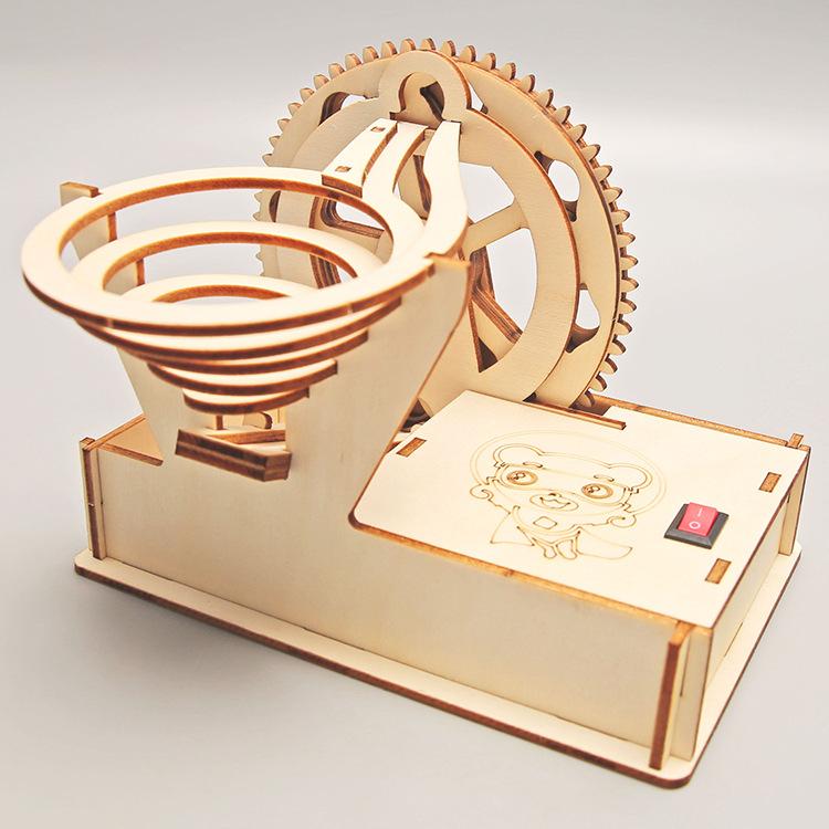 Tecnologia DIY Pequena Produção Pista Elétrica de Madeira Escorrega de Bolas de Aço Blocos de Construção Montados Feitos à Mão Brinquedos Para Alunos do Ensino Fundamental e Médio