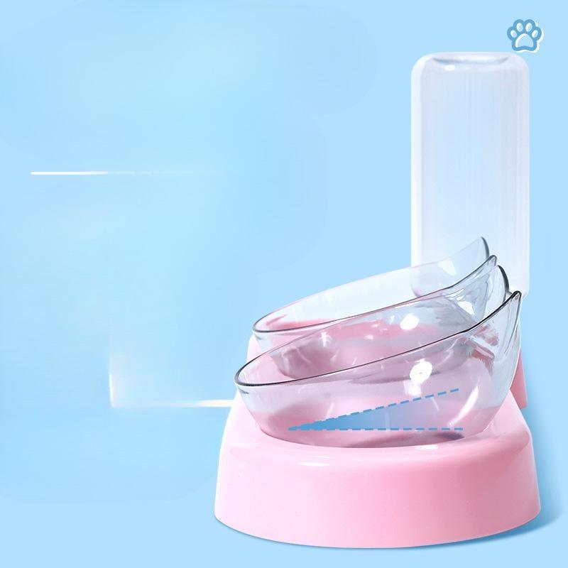 Cat Bowl, Pet Automatic Water Dispenser, Feeder, Double Bowl Integrated Moisture-proof Mouth, Cat and Dog Bowl, Pet Food Utensils