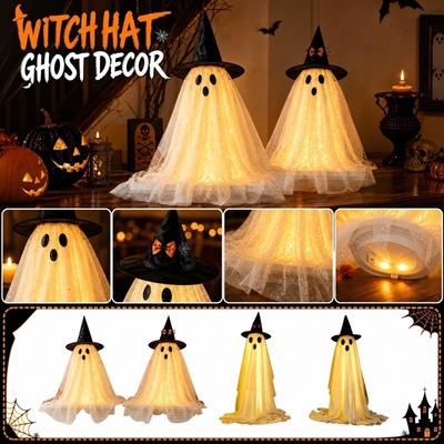 Halloween Decorations Set of 2 Glowing Hat and Standing for Indoor Outdoor Party Porch Decor (60cm)
