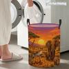 Collapsible Laundry Basket Large Round Waterproof Fabric Hamper Dirty Clothes Storage Bin Toy Organizer with Handles