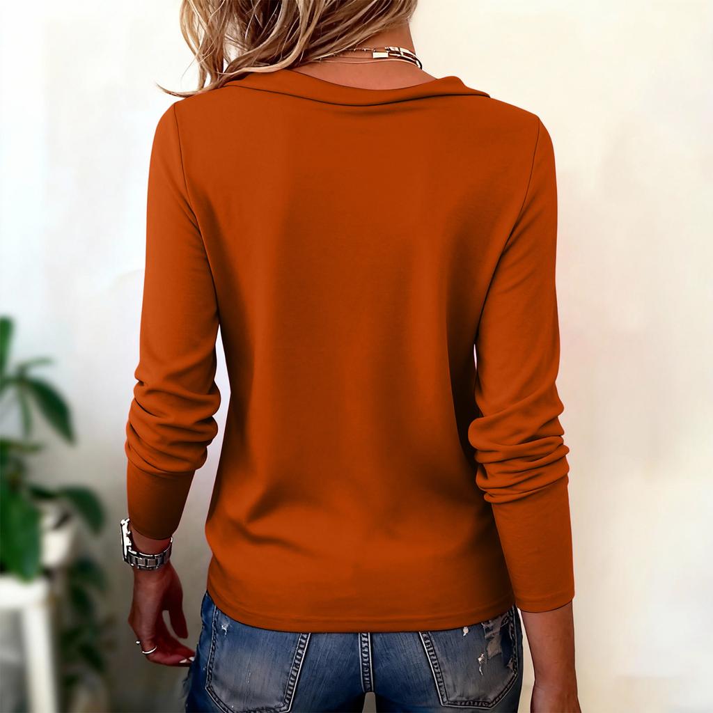 Women's Fashionable Casual Long-sleeved Solid Color Turtleneck Top