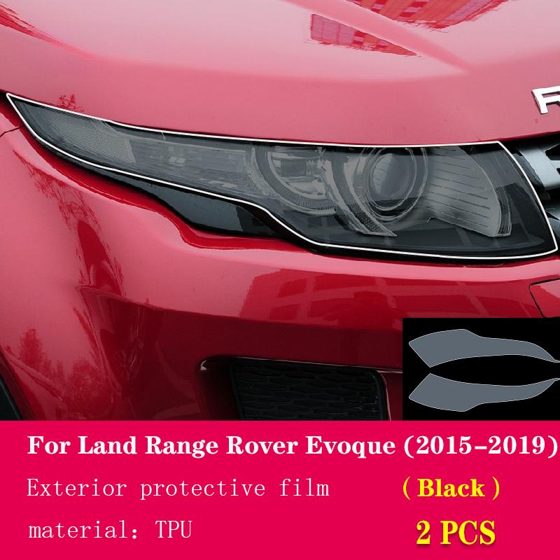 For Land Range Rover Evoque 2015- Car Accessories 2 Pcs Car Headlight Protective Film Headlamp Transparent Black TPU Sticker