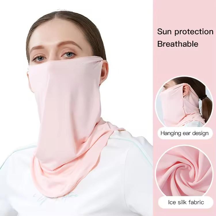 Women UPF50 Sunscreen Mask Outdoor Activities Ice Silk Face & Neck Cover Bandana with Instant Cooling 4-Way Stretch for Cycling