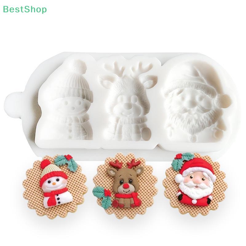 3 Vertiefungen Weihnachtsmann Elch/Schneemann/ Schneeflocke Silikonform Fondant Kuchen Dessert Schokoladenform Dekorationswerkzeuge