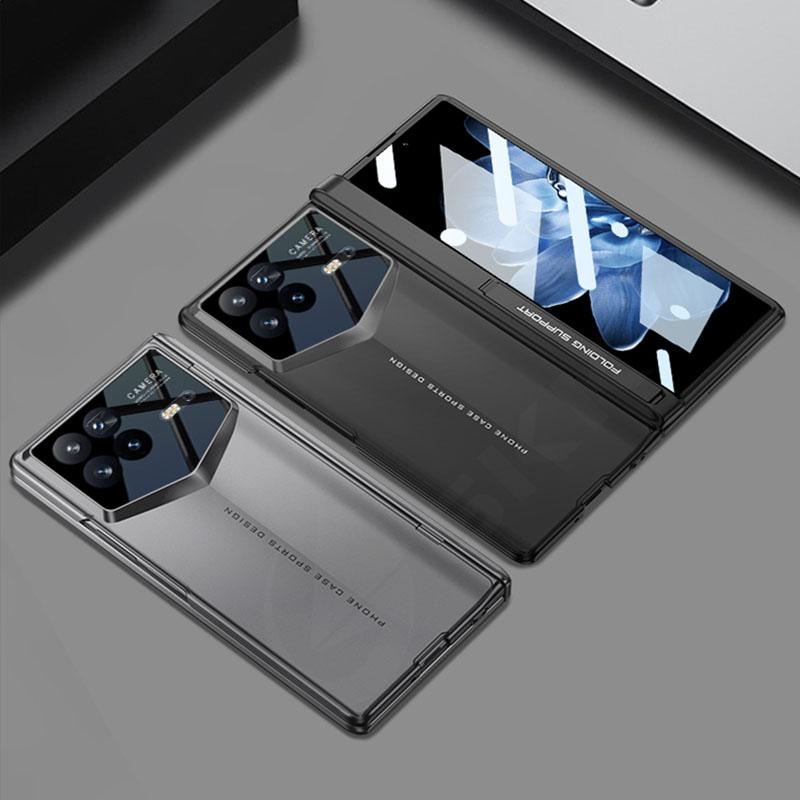 Luxury Business Plating Fold Case for Xiaomi Mix Fold 4 Black Gray Magnetic Stand Hinge Outer Glass All-included Plastic Shockproof Protect Cover