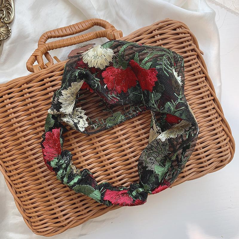 Embroidered Mesh Wide Headband With Exquisite Floral Embroidery And Soft Breathable Fabric Perfect For Bridal Events Daily Wear