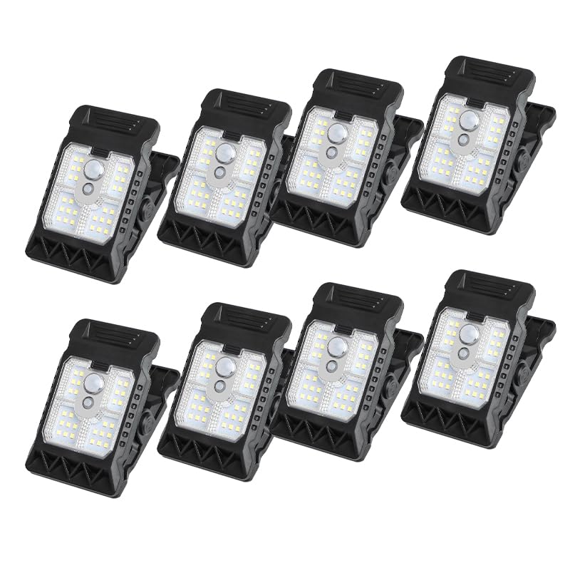 2026 New Waterproof Solar Clip Light with Motion Sensor, Portable Outdoor LED Camping Light, Adjustable Clip On Light for Garden, Garage,