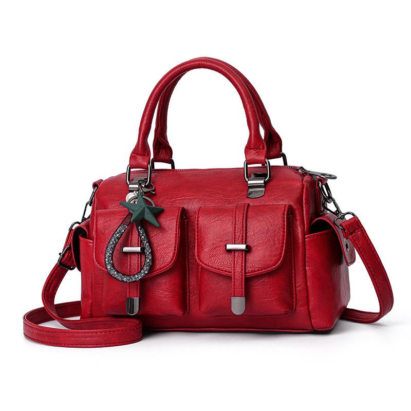 Trendy Bucket Style Shoulder Bag For Women Spacious Casual Pu Handbag With Chains