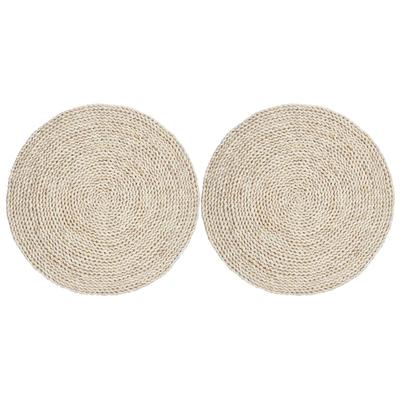 2 Pièces Coussin Tatami Rond Fait Main Pouf de Baie Vitrée pour Yoga Zen Cérémonie du Thé Décoration