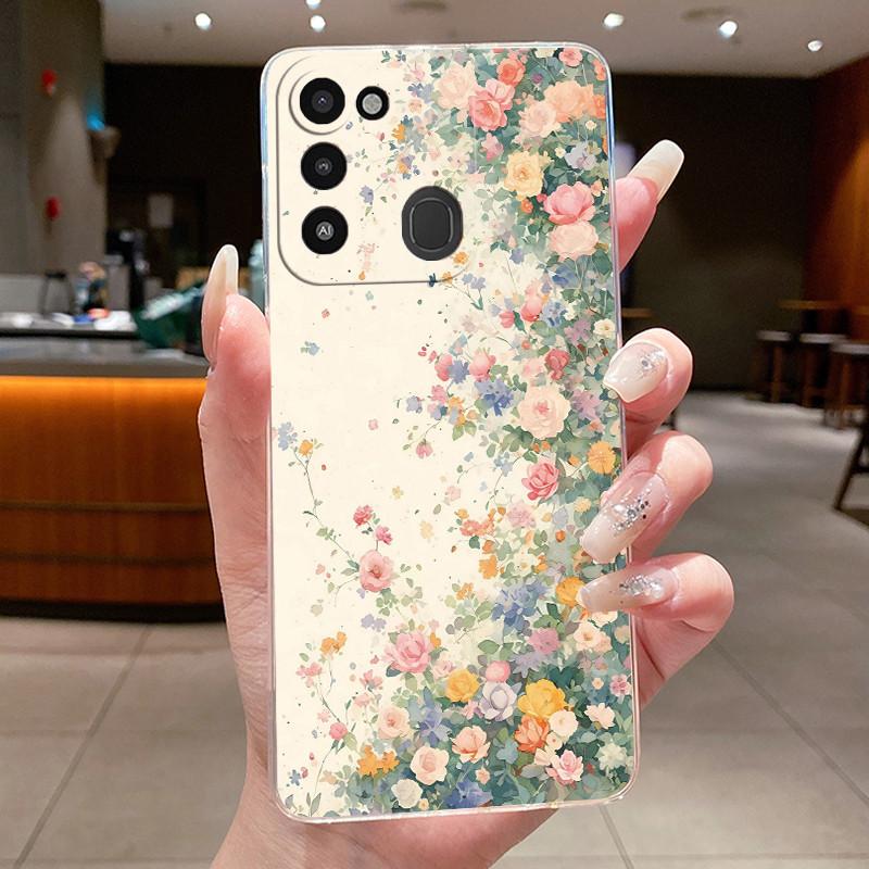 Back Cover For Tecno Spark 8C Case Clear Luxury Fashion Aesthetic Butterfly Flower Soft TPU Silicone Phone Case Tecno KG5k KG5j