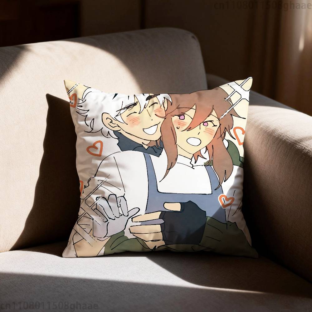 Cherry Crush Chibi Anime Pillow Case Antidustmite Pillowcase Invisible Zipper Silky Short Plush Sofa Cushion Cover
