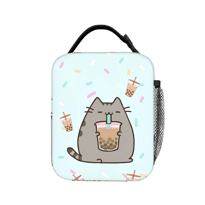 Boble Tea Insulated Lunch Bags Thermal Bag Reusable,Lunch Container P-Pusheencats High Capacity Lunch Box Tote Food Handbags