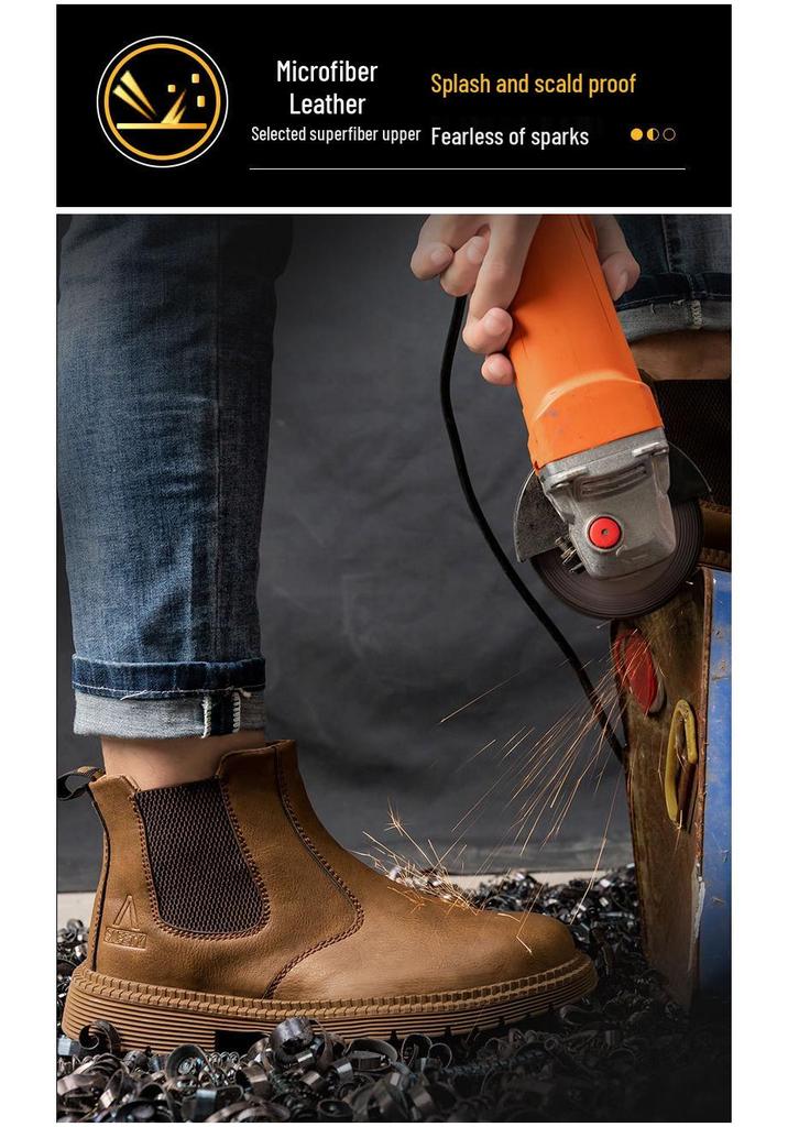 Men's Steel Toe Slip-On Safety Shoes - Anti-Smash, Anti-Puncture, Wear-Resistant, Convenient, Fashionable, Quick Release