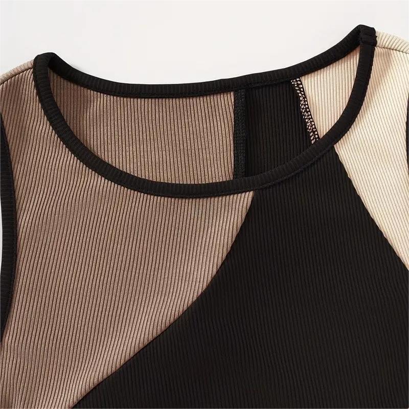 Y2K Women's Summer New Product Fashionable Personalized Splicing Color Contrasting Umbilical Tank Top