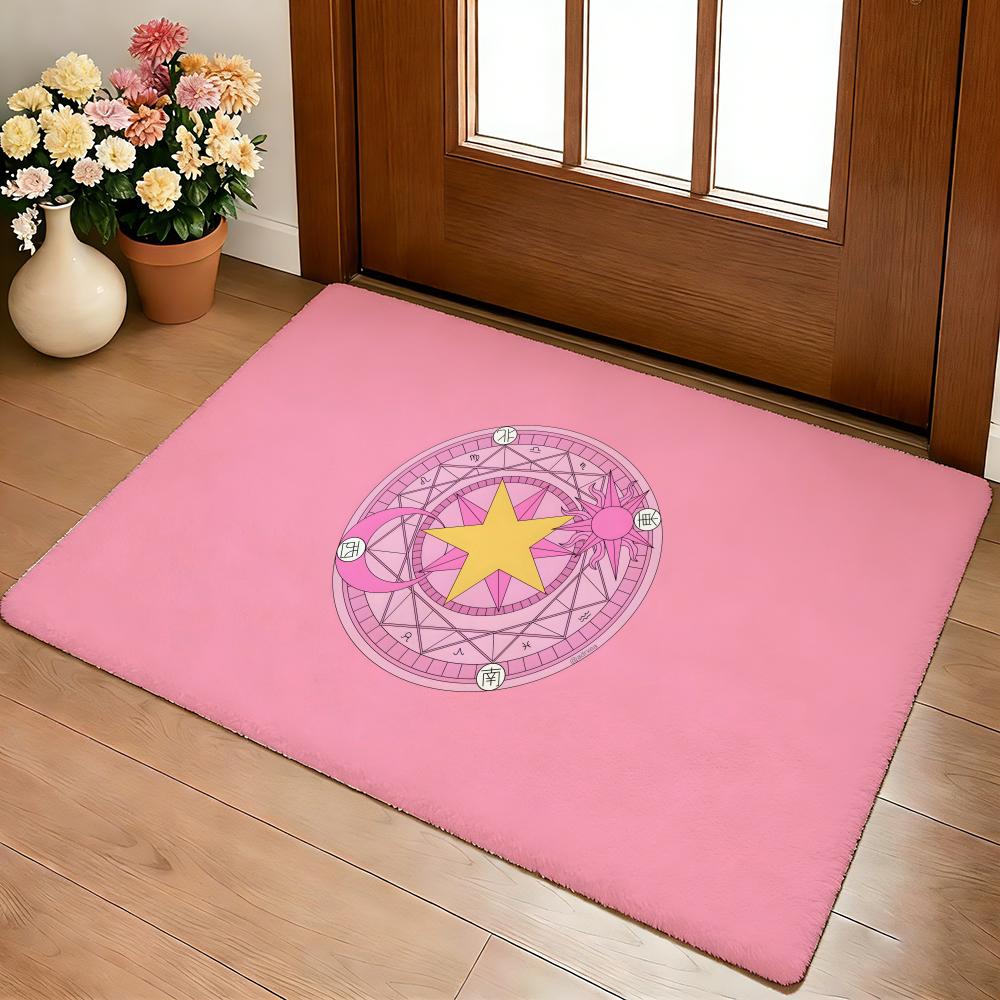 Kwaii C-Cardcaptor Sakura Floor Mat Cozy Flannel Soft Thick Non-Slip Mat For Living Room Bedroom Kitchen Decor Rugs